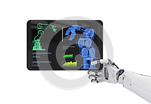 Robotic hand working with digital tablet