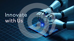 Robotic Hands Working With Computer Chip