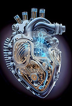Robotic heart of mechanical mechanism. the generative.