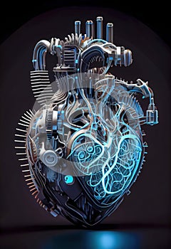 Robotic heart of mechanical mechanism. the generative.