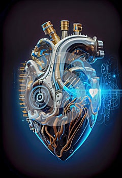 Robotic heart of mechanical mechanism. the generative.