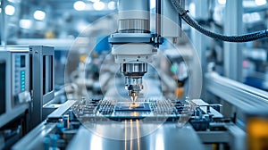 Robotic Machine Assembling Circuit Boards on Automated Production Line