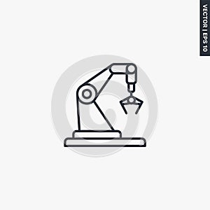 Robotic machine, linear style sign for mobile concept and web design