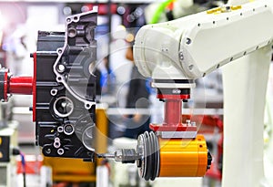 Robotic machine vision system in factory, Industry Robot concept .