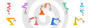 Robotic Mechanical Programmable Arm with Joints for Industrial Assembly Operation Vector Set