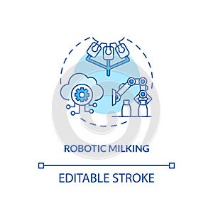 Robotic milking turquoise concept icon