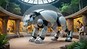 Robotic Panther in a Futuristic Habitat