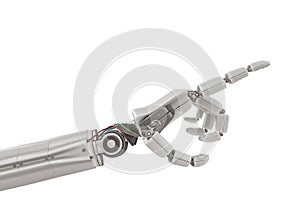 Robotic plastic hand isolated on white background. 3D rendered illustration