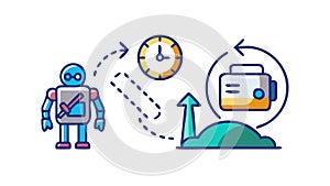 Robotic Process Automation: Efficiency and Smart Workflow, vector design Generative AI