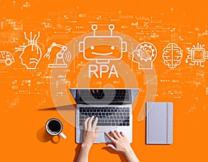 Robotic Process Automation theme with person using a laptop