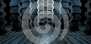 Robotic SciFi Basement Underground Hall Gray Abstract Background Futuristic Architechture photo