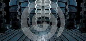 Robotic SciFi Basement Underground Hall Gray Abstract Background Futuristic Architechture