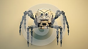 Robotic Spider Climbing Wall Vertically Futuristic Technology Concept.