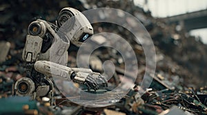 A robotic system equipped with visual recognition scanning microchips effortlessly identifying valuable components