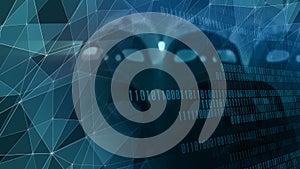 Robotic technology and connected robots in binary code future of artificial intelligence and machine learning with concerns about
