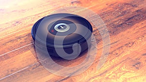 Robotic vacuum cleaner .smart cleaning technology isolated. 3d illustration