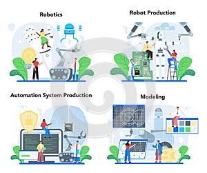 Roboticist concept set. Robotic engineering and constructing. Idea of artificial