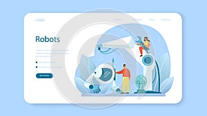 Roboticist web banner or landing page. Robotic engineering