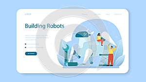 Roboticist web banner or landing page. Robotic engineering