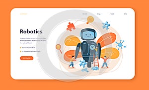 Roboticist web banner or landing page. Robotic engineering