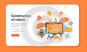 Roboticist web banner or landing page. Robotic engineering
