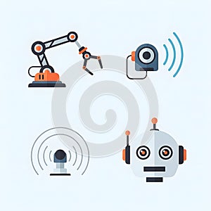 Robotics, AI, and Smart Technology Flat Icons Set