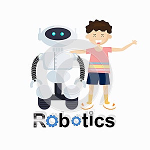 . Robotics and boy Happy playing at home