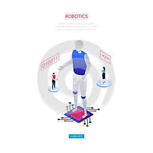 Robotics concept - modern isometric vector web banner