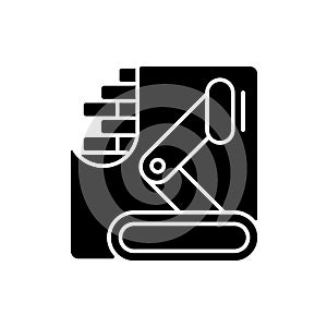 Robotics in concrete works black glyph icon