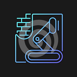 Robotics in concrete works gradient vector icon for dark theme