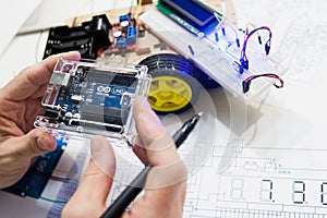 Robotics creation with arduino uno microcontroller
