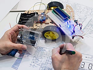Robotics creation with arduino uno microcontroller