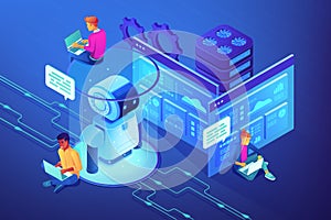 Robotics developer concept vector isometric illustration.