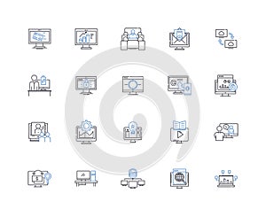 Robotics Engineering line icons collection. Automation, Mechanics, Mechatronics, Sensors, Actuators, Control