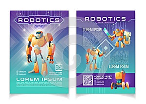 Robotics exhibition advertising flyer vector pages