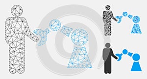 Robotics Handshake Vector Mesh Network Model and Triangle Mosaic Icon