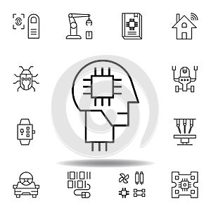 Robotics human mind robot outline icon. set of robotics illustration icons. signs, symbols can be used for web, logo, mobile app,