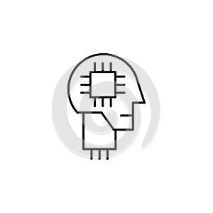 Robotics human mind robot outline icon. Signs and symbols can be used for web, logo, mobile app, UI, UX