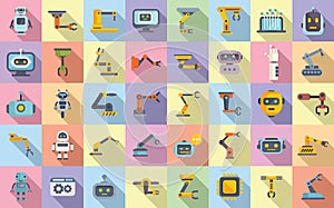 Robotics icons set flat vector. Smart tech