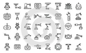 Robotics icons set outline vector. Smart tech