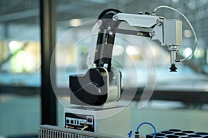 Robotics Industry Engineering programming and Manipulating Robot Hand Arm, Industrial Robotics Design, High Tech Facility, Modern