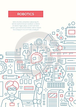 Robotics - line design brochure poster template A4