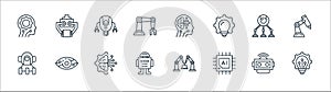 Robotics line icons. linear set. quality vector line set such as innovation, chip, robot, robot, robot, artificial intelligence,