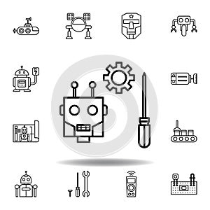 Robotics maintenance outline icon. set of robotics illustration icons. signs, symbols can be used for web, logo, mobile app, UI,