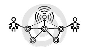 Robotics Network, Connected Automation System, vector design Generative AI
