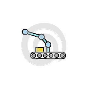 Robotics robot conveyor outline icon. Signs and symbols can be used for web, logo, mobile app, UI, UX on white