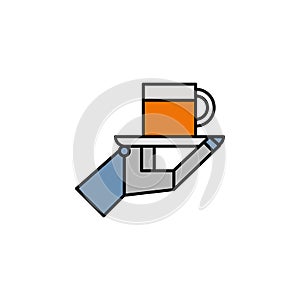 Robotics robot waiter cup outline icon. Signs and symbols can be used for web, logo, mobile app, UI, UX on white