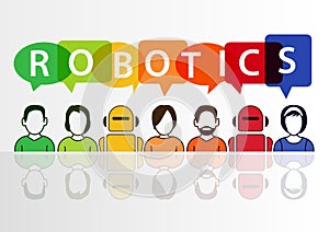 Robotics and robots concept with text on white background