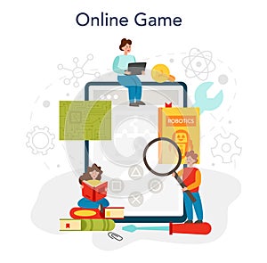 Robotics school subject online service or platform. Robot engineering