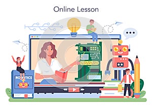 Robotics school subject online service or platform. Robot